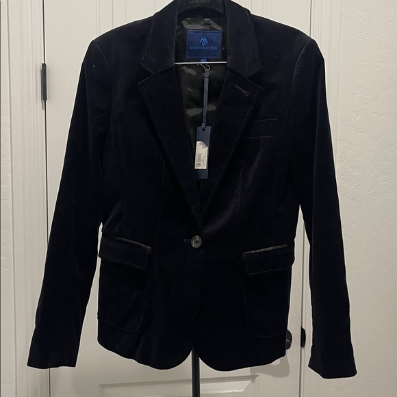 Martin + Osa Black Velvet One Button Blazer Fully Lined Branded Button Size 4 - Picture 1 of 14